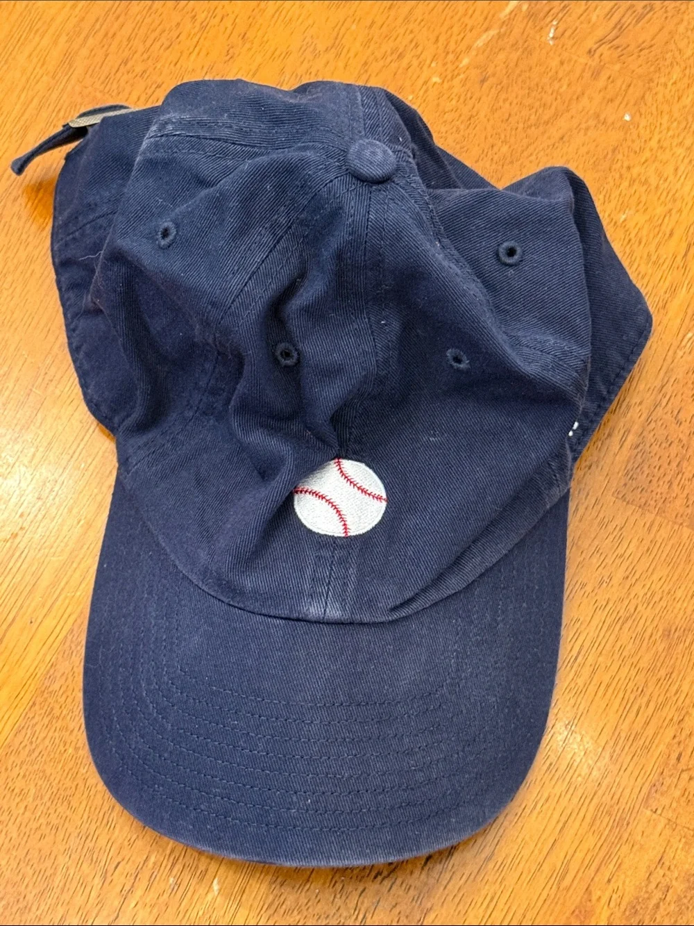 Kids Navy Baseball Cap with Embroidered Baseball Accent